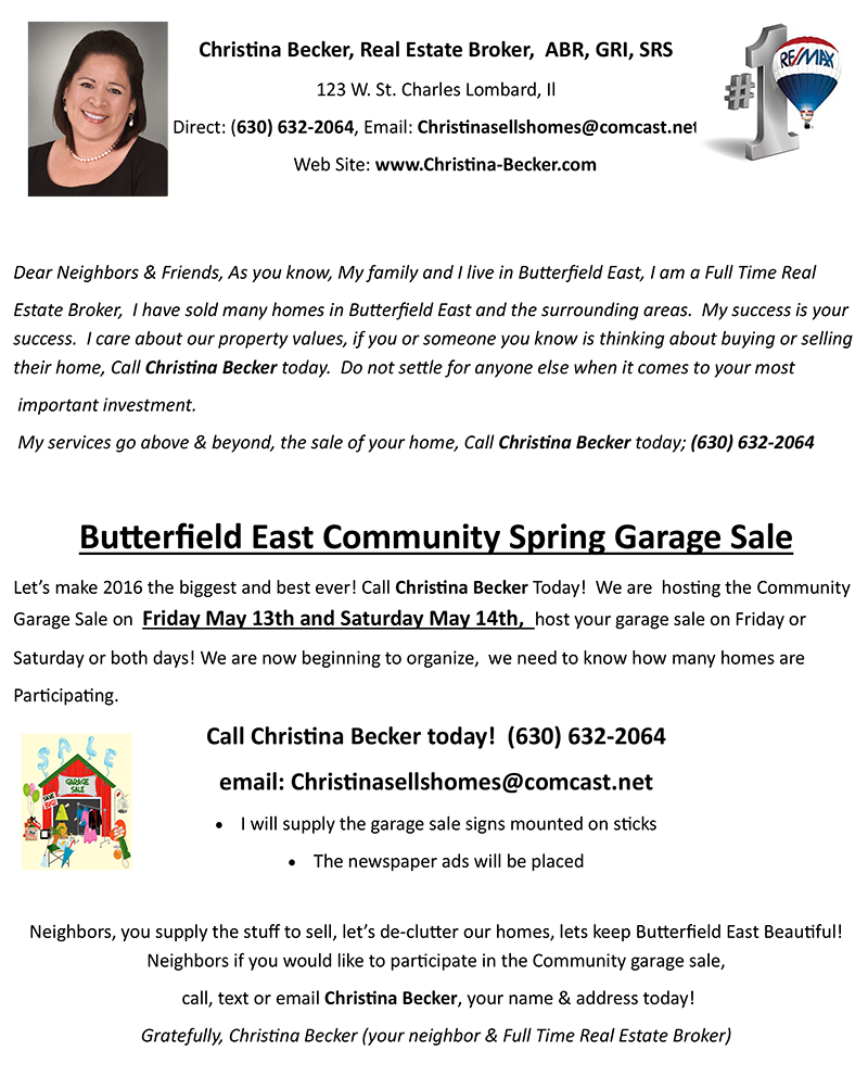 Butterfield East Community Spring Garage Sale